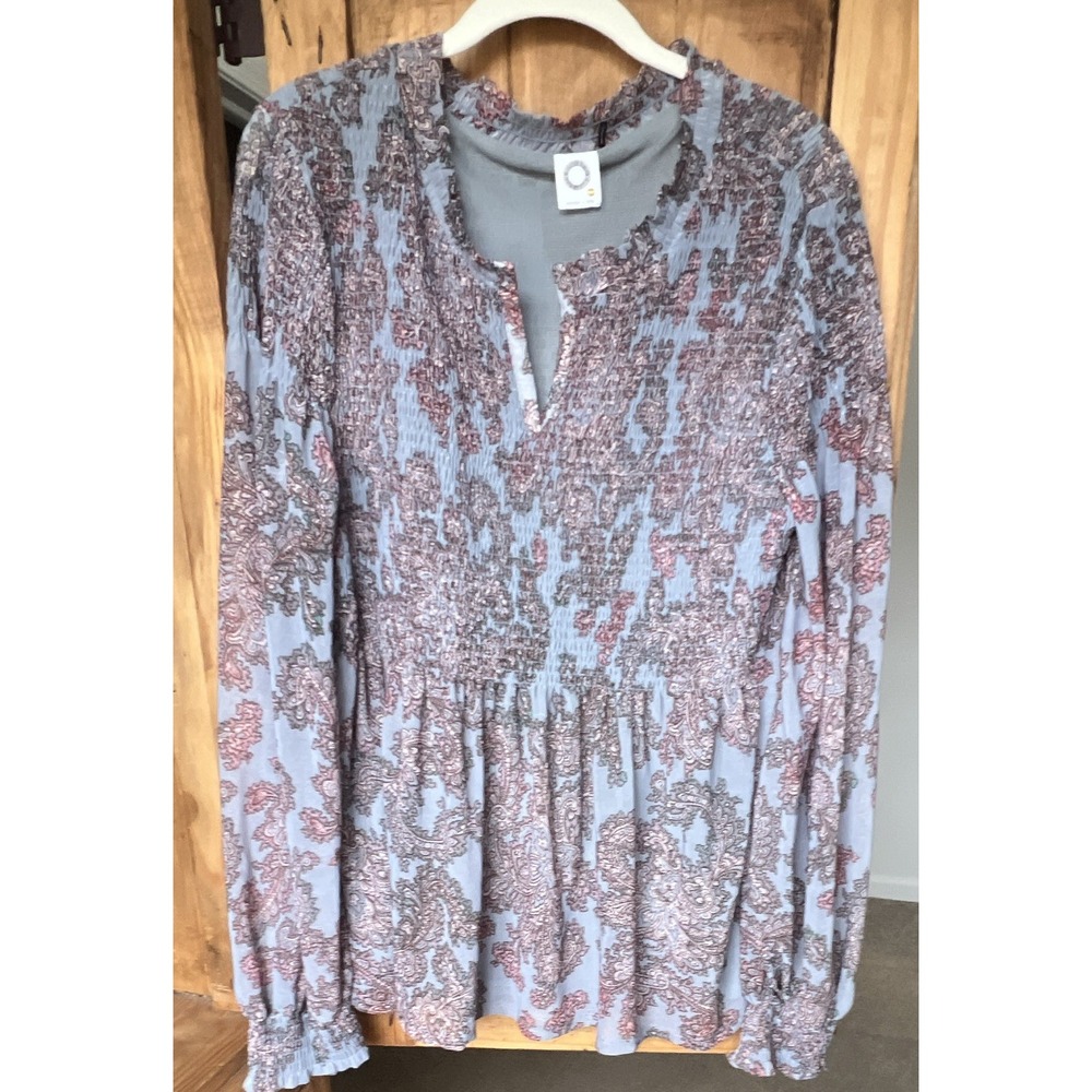 Anthropology Women's Large Contemporary Paisley Tunic Top Boho Akemi + Kin